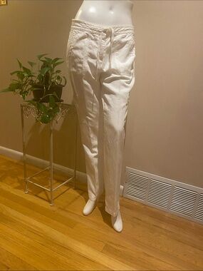 Eileen Fisher White Drawstring Pants